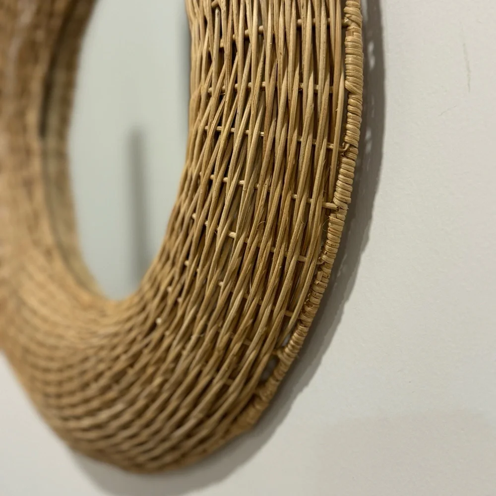 Round Rattan Wall Mirror -